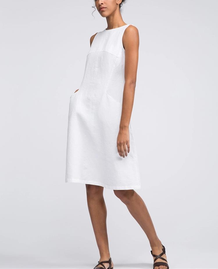 White Linen Sleeveless Dress