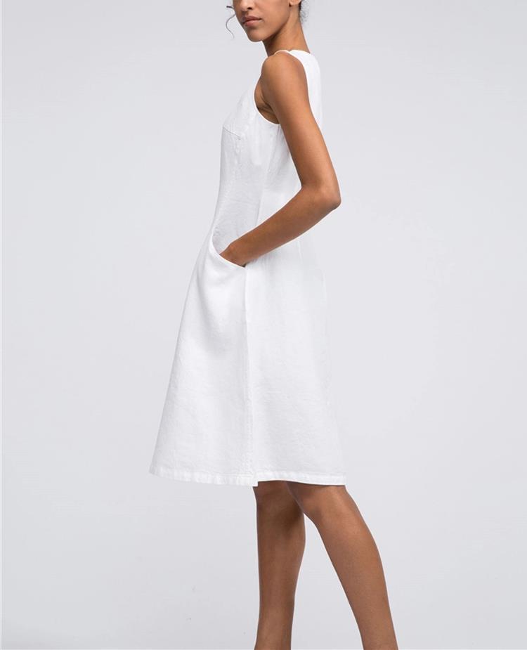White Linen Sleeveless Dress