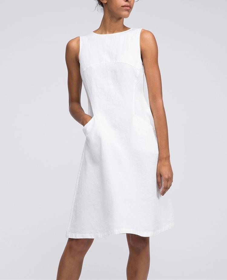 White Linen Sleeveless Dress