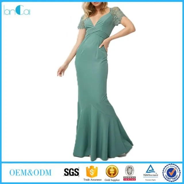 Mint v Neck coda di pesce design maxi abito